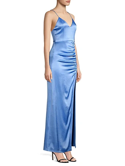 Shop Alice And Olivia Diana Slit A-line Gown In Cornflower