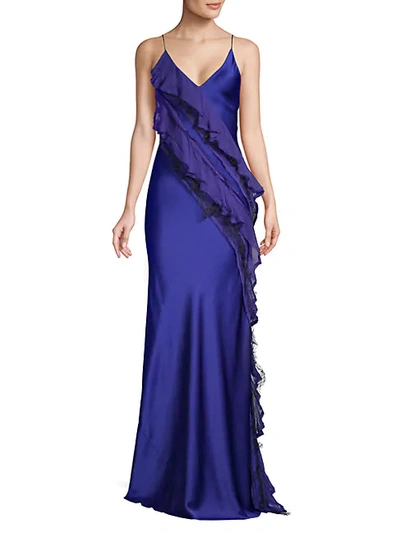 Shop Jason Wu Collection Cascade Ruffle Gown In Blue