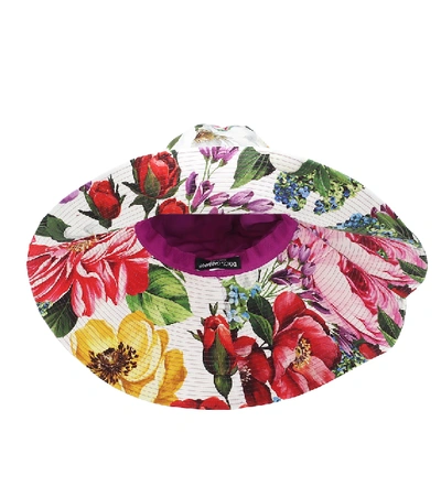 Shop Dolce & Gabbana Floral Cotton Wide-brim Hat In Multicoloured