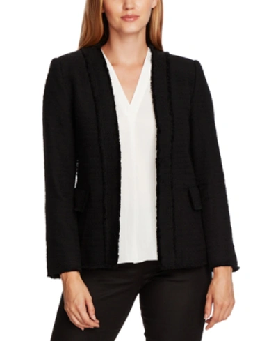 Shop Vince Camuto Collarless Tweed Jacket In Rich Black