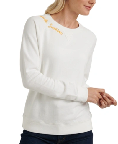 Shop Lucky Brand Howdy Sunshine Embroidered Sweatshirt In Lucky White