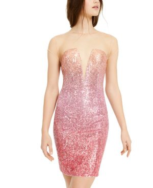 Bebe Juniors Illusion Ombre Sequin Dress In Pink Modesens