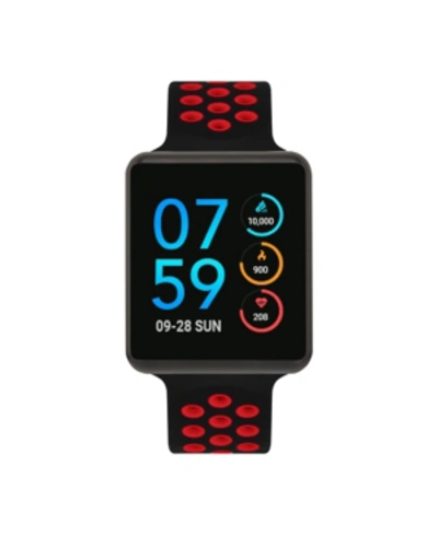 Shop Itouch Men's Air Se Black Case With Black And Red Perforated Strap 37mm - A Special Edition