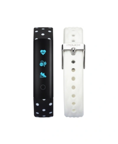 Shop Itouch Women's Slim Activity Tracker Black Polka Dot White Interchangeable Straps 13mm In Multi