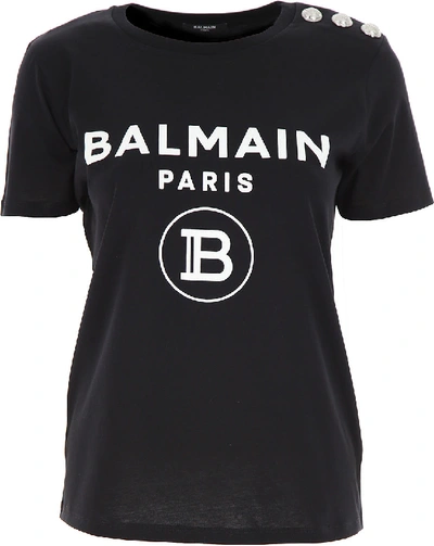 Shop Balmain Short Sleeve T-shirt In Black/white