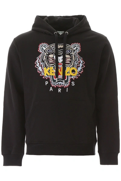 Shop Kenzo Tiger Embroidery Hoodie In Noir (black)