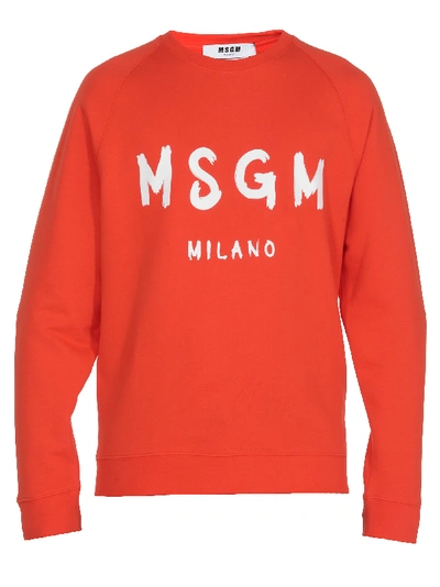 Shop Msgm Cotton Sweatshirt In Orange