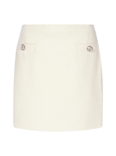 Shop Alessandra Rich Jewel-button Tweed Mini Skirt In Ivory