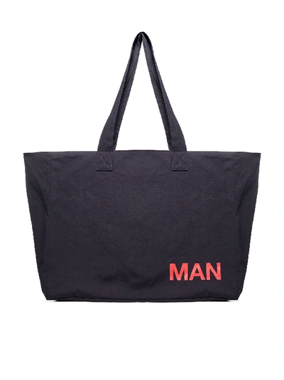 Shop Junya Watanabe Logo Cotton Canvas Oversized Tote Bag In Navy X Red