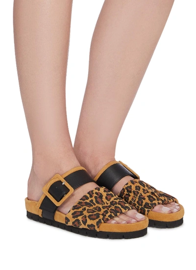 Shop Pierre Hardy 'alpha Mare' Leopard Print Moulded Footbed Sandals In Brown