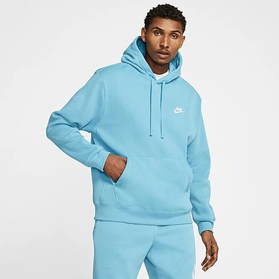 Shop Nike Sportswear Club Fleece Embroidered Hoodie In Cerulean/cerulean/white