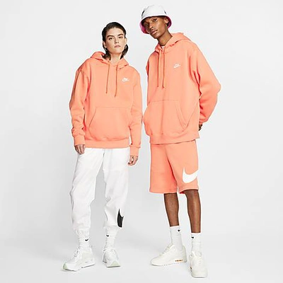 Shop Nike Men's Sportswear Club Fleece Embroidered Hoodie In Orange