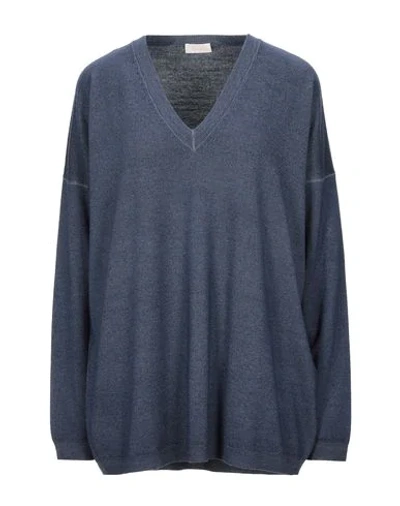 Shop Cruciani Woman Sweater Slate Blue Size 10 Wool