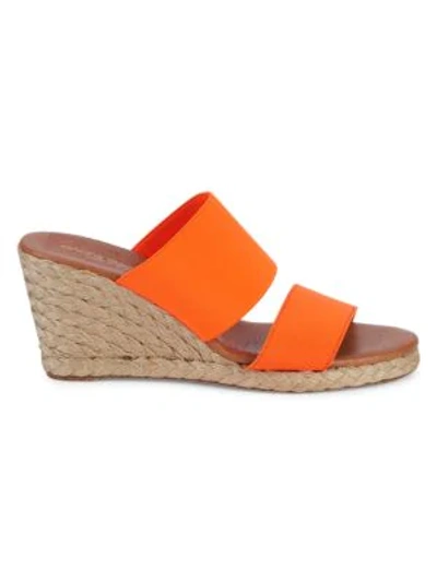 Shop Andre Assous Amalia Neon Wedge Slides In Neon Orange