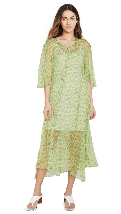 Shop Acne Studios Dagny Silk Chiffon Dress In Fern Green