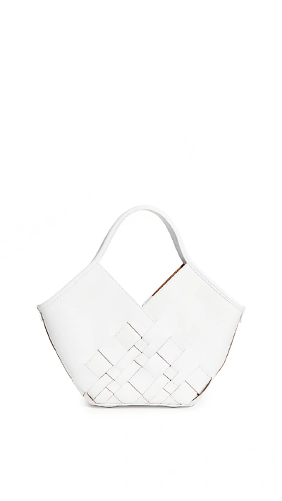 Hereu Coloma Small Woven Leather Tote In White