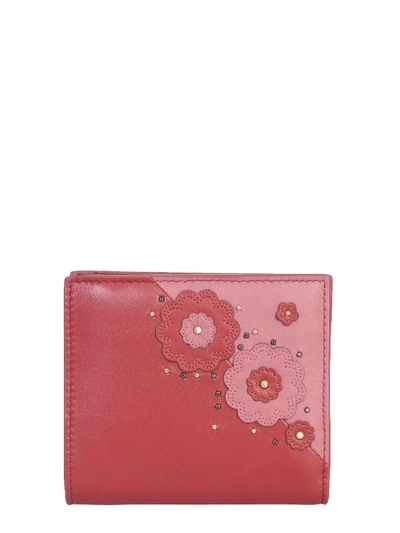 Shop Bottega Veneta Petra Embroidered Wallet In Bordeaux