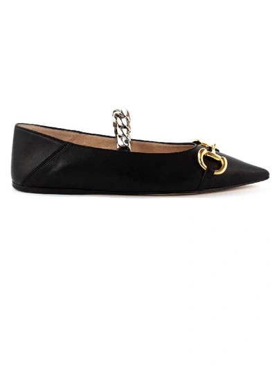 Shop Gucci Womens Leather Ballet Flat In Nero