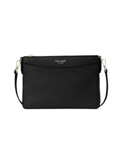 Shop Kate Spade Medium Margaux Leather Crossbody Bag In Black