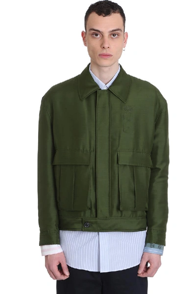 Shop Loewe Casual Jacket In Green Polyester
