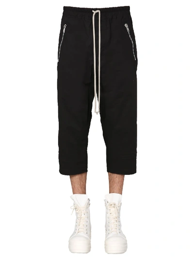 Shop Rick Owens Cropped Trousers In Nero
