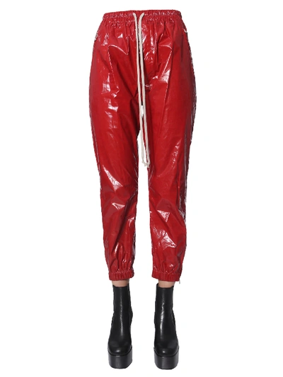 Shop Rick Owens Elastic Pants In Rosso