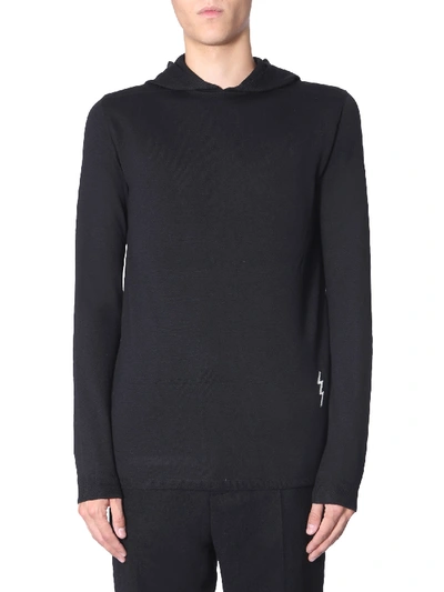 Shop Rick Owens Hooded Sweater In Nero