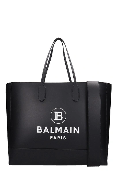 Shop Balmain Tote In Black Leather