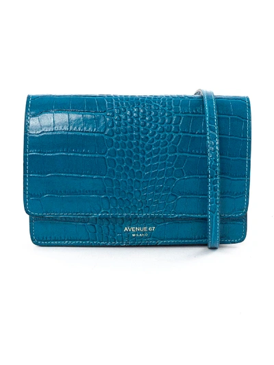 Shop Avenue 67 Turquoise Leather Clutch Bag In Turchese