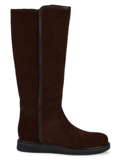 Shop Aquatalia Ciara Weatherproof Suede Knee-high Boots In Espresso