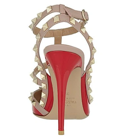 Shop Valentino Rockstud 100 T-bar Sandals In Red