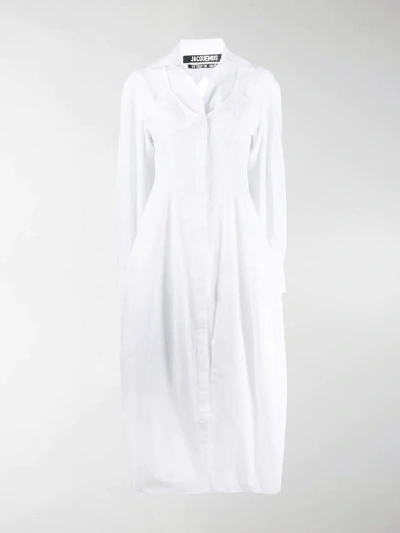 Shop Jacquemus Cutaway Shirt Dress In White