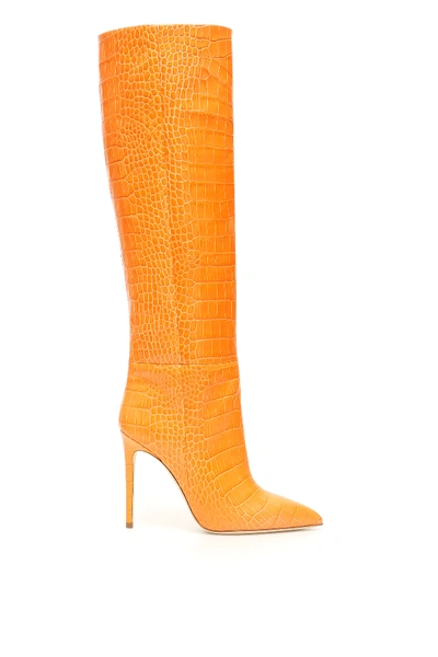 Shop Paris Texas Croc-print Boots In Orange