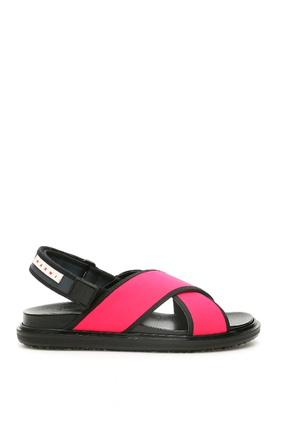 Shop Marni Two-tone Fussbett Sandals In Fuchsia,black