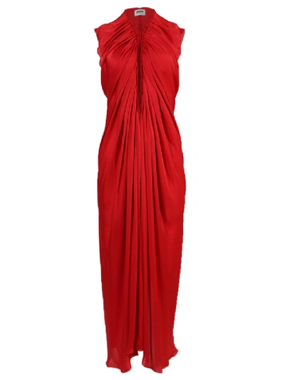 Shop Maison Rabih Kayrouz Red Draped Midi Dress