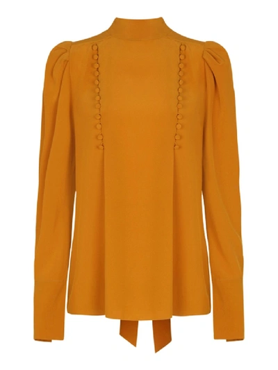 Shop Givenchy Silk Orange Pussy Bow Blouse