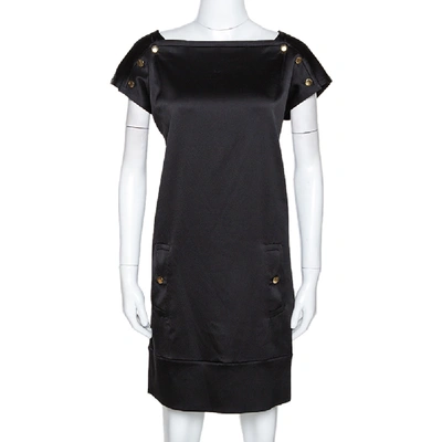 Pre-owned Diane Von Furstenberg Black Textured Silk Pisco Shift Dress M