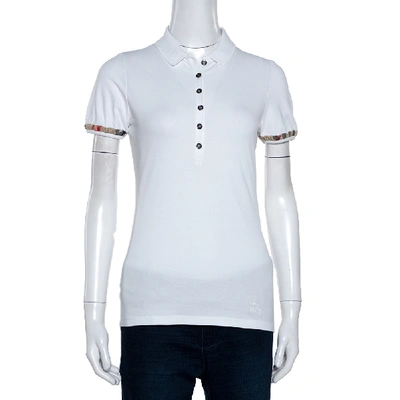 Pre-owned Burberry Brit White Cotton Pique Puff Sleeve Polo T-shirt S