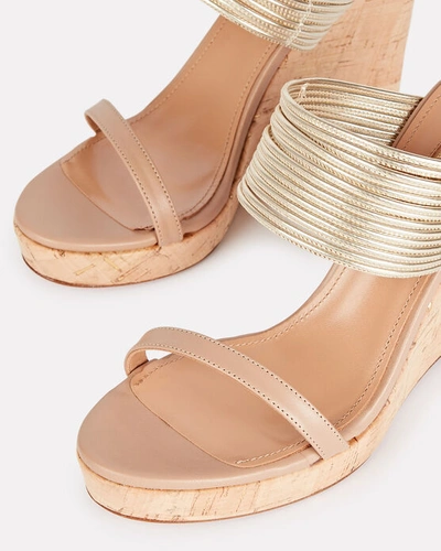 Shop Aquazzura Rendez Vous 105 Wedge Sandals In Beige