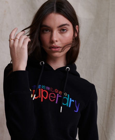 Superdry Classic Rainbow Embroidered Hoodie In Black | ModeSens