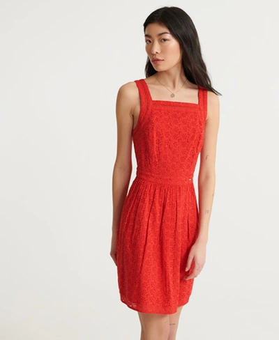 Shop Superdry Women's Blaire Broderie Dress Red / Apple Red