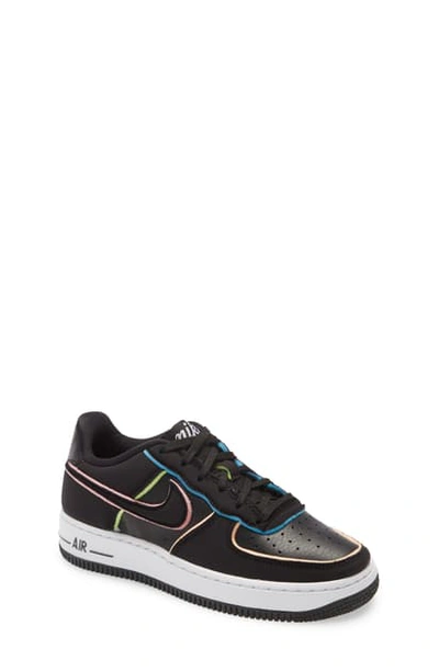 Shop Nike Air Force 1 Lv8 Gs Sneaker In Black/ Black/ Pink/ Volt