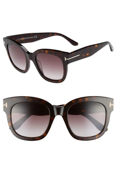 Shop Tom Ford Beatrix 52mm Sunglasses In Dark Havana/ Gradient Bordeaux