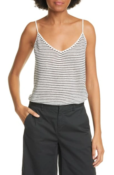 Shop Nili Lotan Hayley Linen Tank In Ivory/ Black Stripe