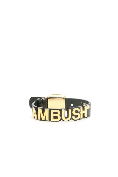 Shop Ambush Nameplate Bracelet In Gold (black)