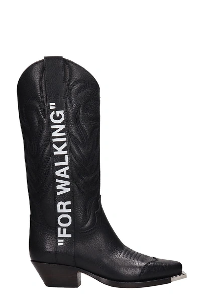 Shop Off-white Cowboy Texan Boots In Black Leather