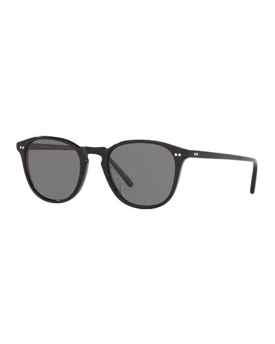 Shop Oliver Peoples Men's Forman L.a. Polarized Round Acetate Sunglasses In Black