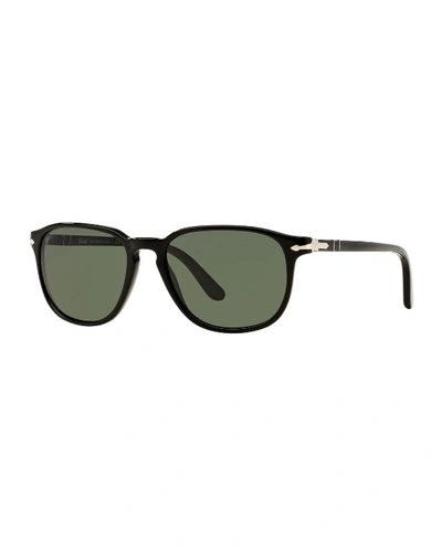 Shop Persol Men's Square Acetate Keyhole Sunglasses In Black/green