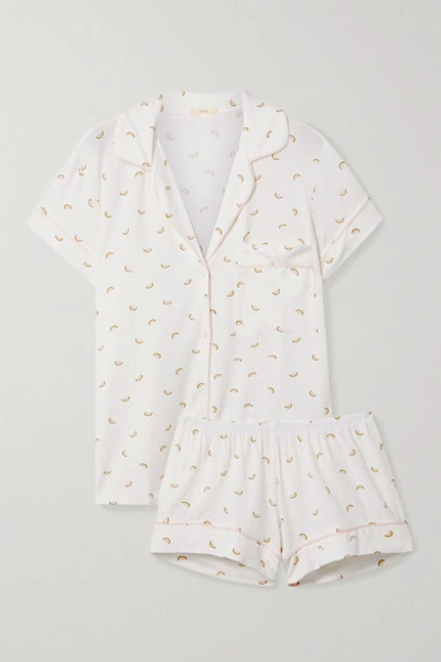Shop Eberjey Giving Printed Stretch-modal Jersey Pajama Set In Ivory