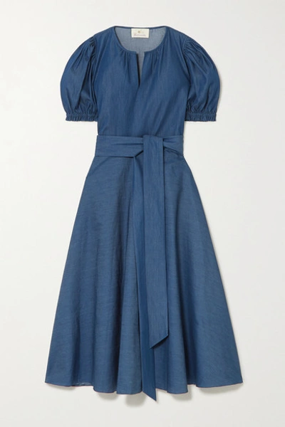 Shop Aross Girl X Soler Ines Belted Denim Midi Dress In Blue